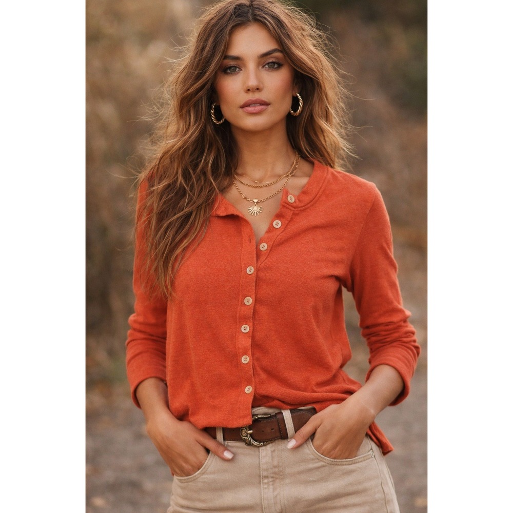 Free People Its On Cardigan Burnt Orange Size M
